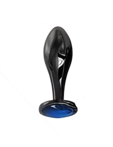 Black Metal Butt Plug Blue Jewel Base