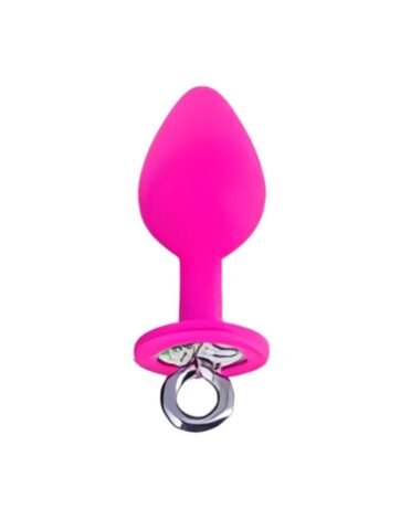 Pink Silicone Butt Plug Crystal Ring Charm