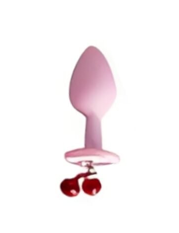 Pink Silicone Butt Plug Cherry Charm Base
