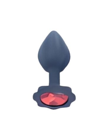 Navy Silicone Jewel Butt Plug Red Gem